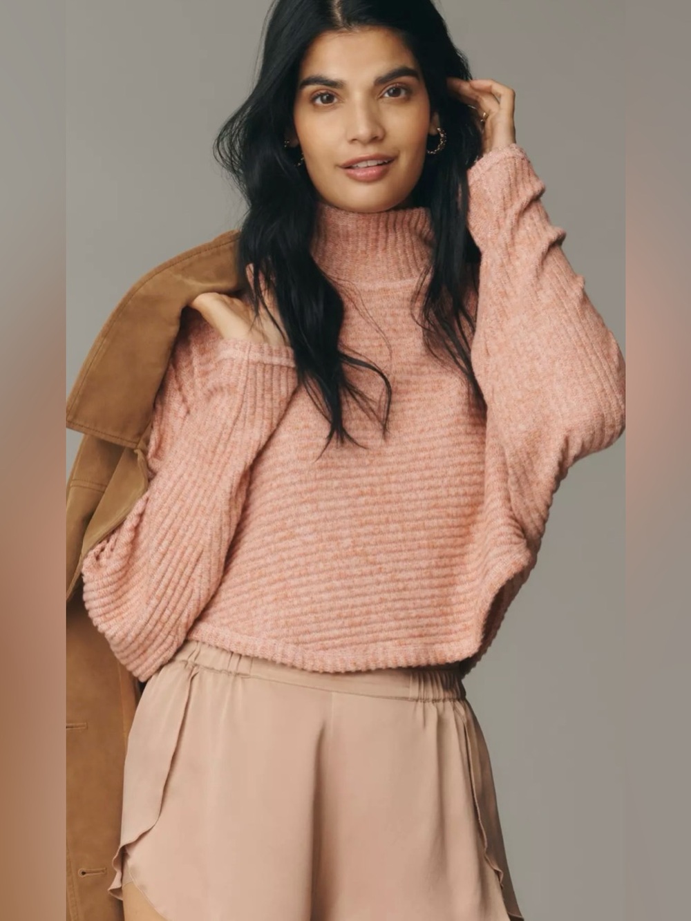 Pilcro Cozy Ribbed Turtleneck Batwing Pullover